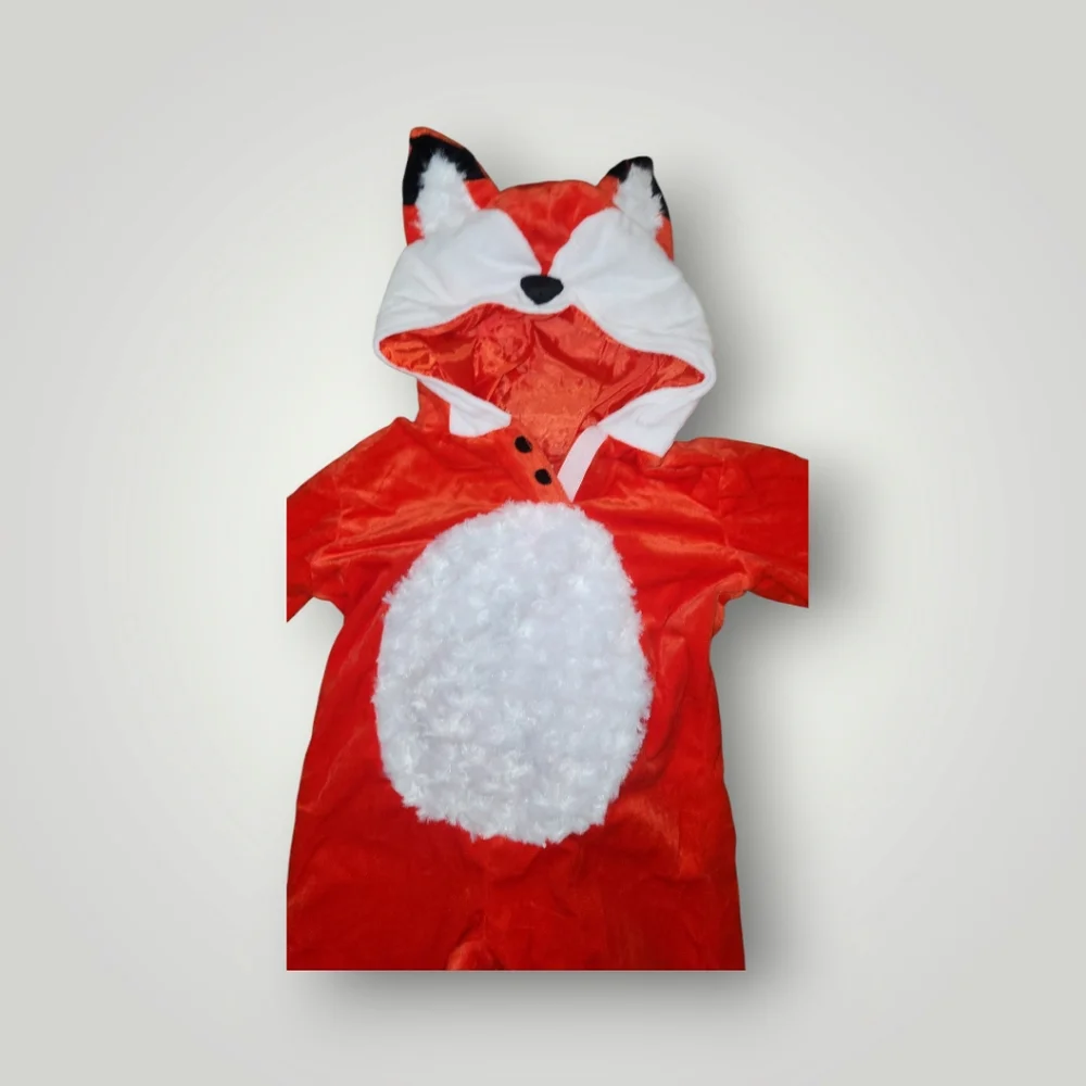 Halloween Baby Fox CostumeFurry Fox Toddler Jumpsuit Button Hooded 18-24 M